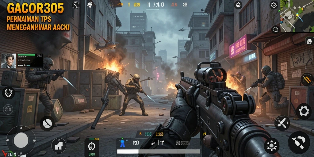 Screenshot GACOR305 menunjukkan gameplay TPS yang intens dan menarik.