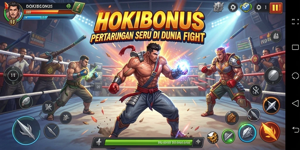 Gameplay HOKIBONUS menampilkan pertarungan seru dan karakter ikonik.