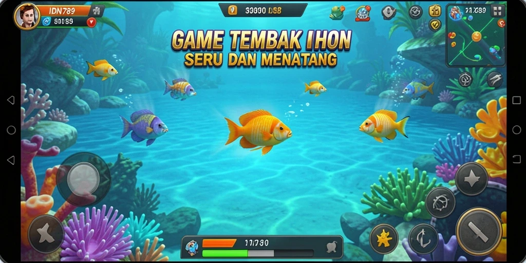 Tampilan gameplay seru dari IDN789 dengan aksi menembak ikan.