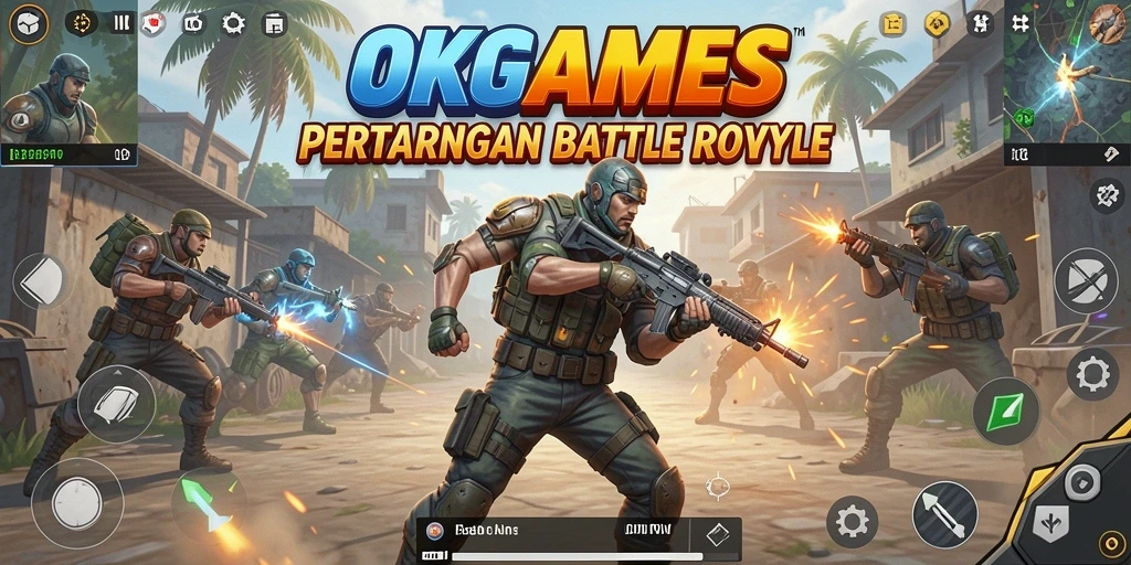 Tampilan seru dari gameplay Battle Royale di OKGAMES.