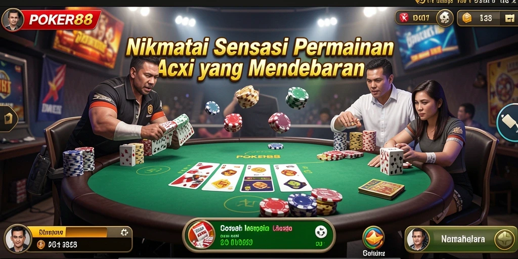 Tampilan gameplay seru POKER88 dengan aksi yang memukau.
