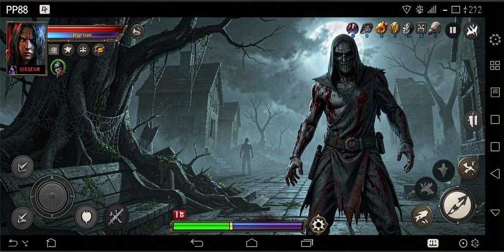 Gameplay horor intens dengan atmosfer gelap yang mencekam.