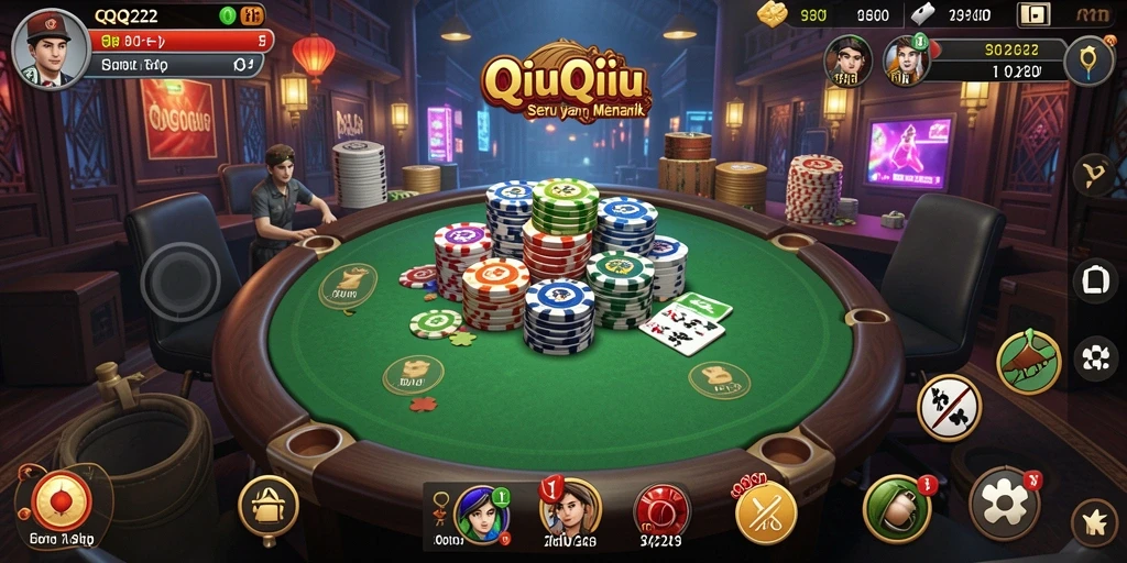 Screenshot gameplay QQ222 menampilkan intensitas permainan QiuQiu yang seru.