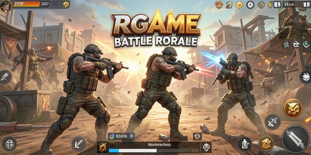 Tampilan gameplay RPGAME yang intens dalam pertempuran Battle Royale.