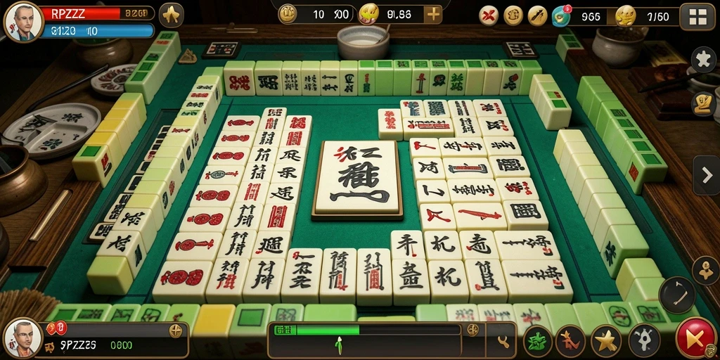 Tampilan gameplay RPZZZ yang mengasyikkan dengan grafik Mahjong yang menarik.