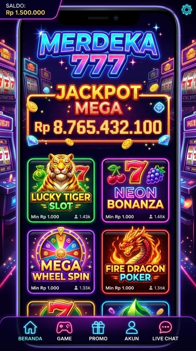 Tampilan antarmuka Merdeka777 yang bersih dan mudah dinavigasi.